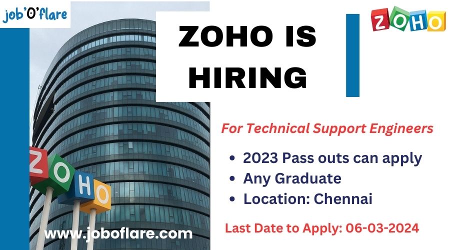 Zoho is Hiring | For Technical Support Engineers